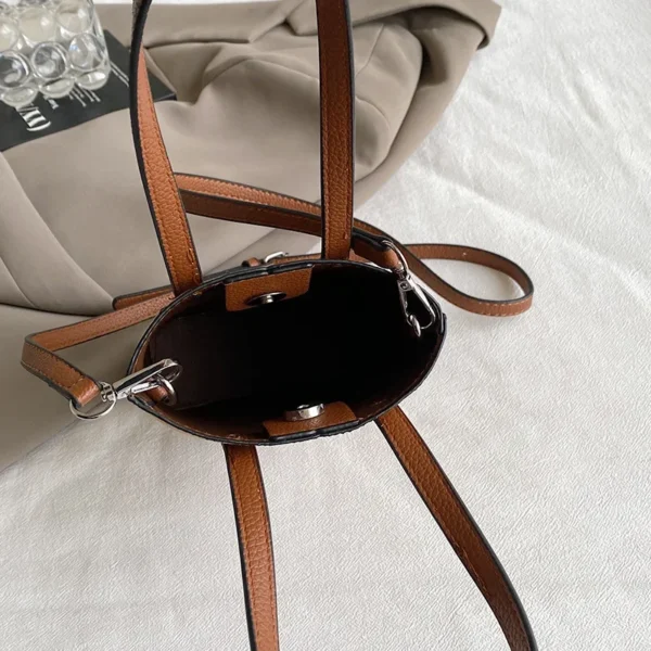 Fashionable Color Block Women's Shoulder Crossbody Bucket Bag Handbag Stylish Design High End Feeling New Hot Sale Of The Season - Image 3