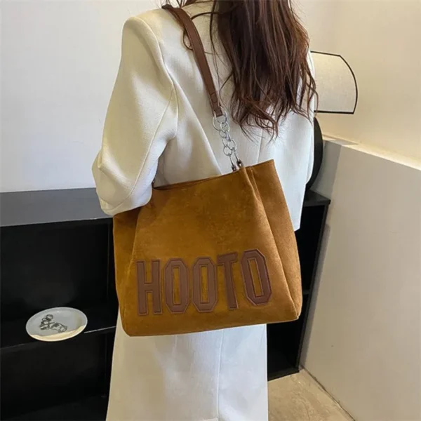 Stylish Tote Bag, Nubuck Pu Letter HOOTO Design for Women Handbag Shoulder Bag, Large Capacity Nylon leisure Travel Shopping Bag - Image 21