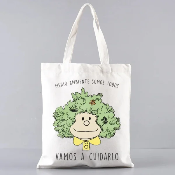 2 Pcs Mafalda Fashion Tote Cosmetic Organizer Ladies Canvas Shoulder Bag Eco-friendly Large Capacity Shopping Bag Wallet - Image 20
