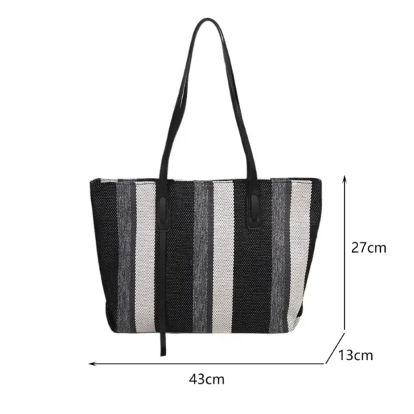 Raffia Summer Bags for Woman 2024 Stripe Designer Shoulder Crossbody Shopper Storage Bag Women Casual Canvas Handbag Tote Bag - Image 6