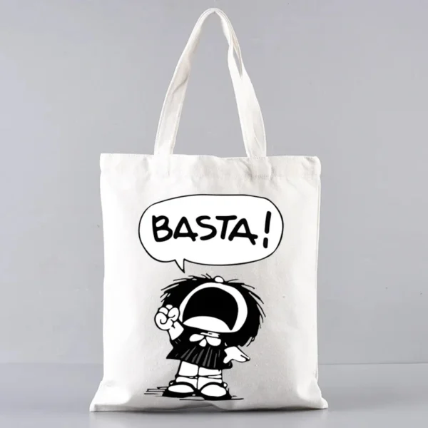 2 Pcs Mafalda Fashion Tote Cosmetic Organizer Ladies Canvas Shoulder Bag Eco-friendly Large Capacity Shopping Bag Wallet - Image 47