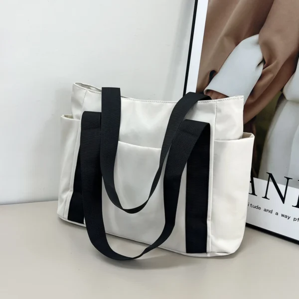 2025 New Women's Bag Japanese Solid Color Tote Bag Shoulder Bag Casual Simple Mommy Outing Bag Canvas Handbag - Image 3