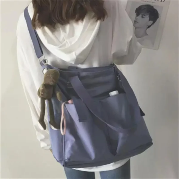 Women Canvas Single Shoulder Bags Large Capacity Hand Bucket Bag Female Crossbody Bags Casual Tote Purses Waterproof Oxford Bags - Image 6