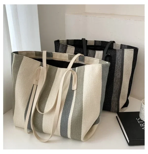 Raffia Summer Bags for Woman 2024 Stripe Designer Shoulder Crossbody Shopper Storage Bag Women Casual Canvas Handbag Tote Bag - Image 32