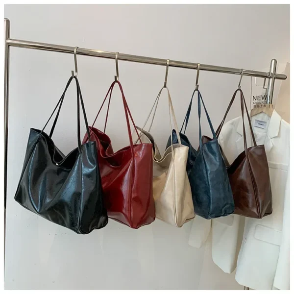 Women Tote Bag Fashion Underarm Pouch Large Capacity Soft Pu Leather Shoulder Bag Retro Crossbody Bag Casual Portable BucketBags - Image 18