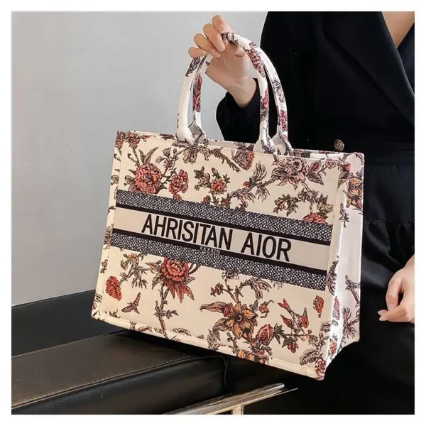 new fashion designer versatile shoulder bag Large capacity canvas handbag for women ethnic style printed travel shopping bag - Image 35