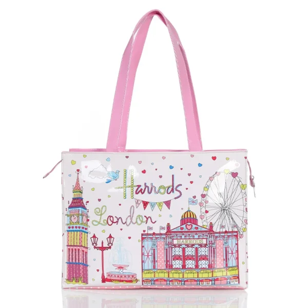 Horizontal Edition PVC Reusable Shopping Bag Eco-friendly London Lady Shopper Bag Large Capacity Waterproof Handbag Shoulder Bag - Image 9
