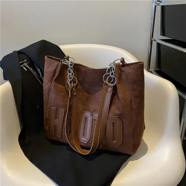 Stylish Tote Bag, Nubuck Pu Letter HOOTO Design for Women Handbag Shoulder Bag, Large Capacity Nylon leisure Travel Shopping Bag - Image 7