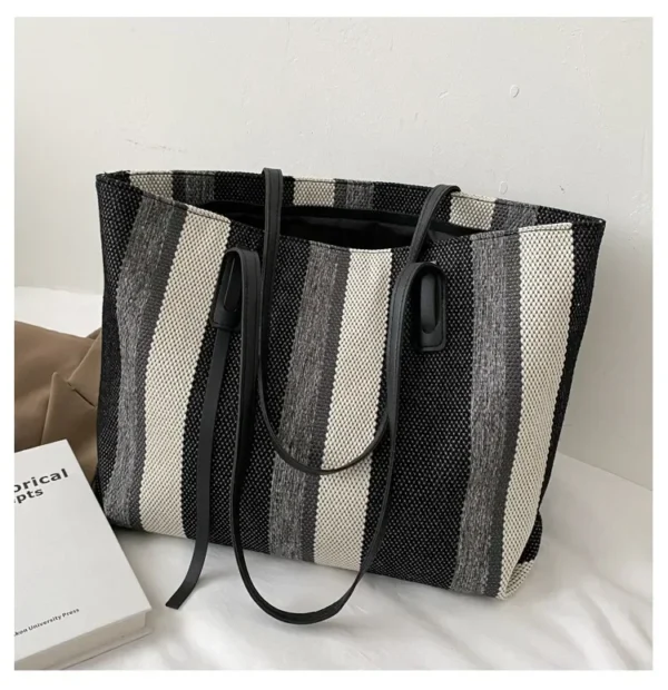 Raffia Summer Bags for Woman 2024 Stripe Designer Shoulder Crossbody Shopper Storage Bag Women Casual Canvas Handbag Tote Bag - Image 21