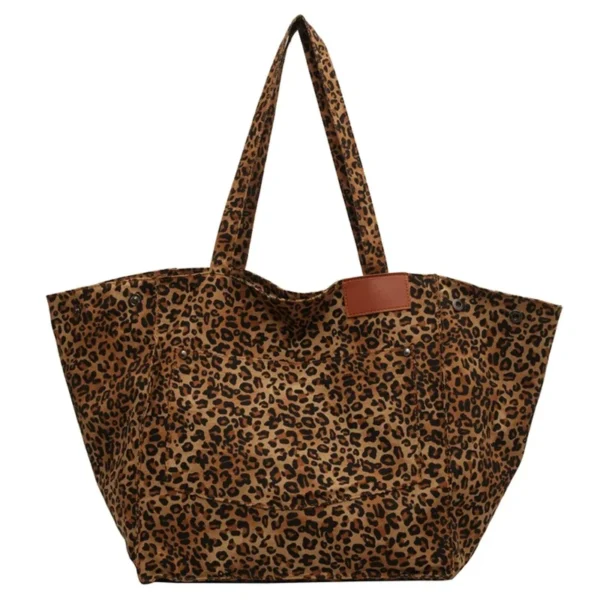 Leopard Pattern Tote Bag Vintage Canvas Shoulder Bag Fashion Big Capacity Handbag For School Work Shopping - Image 10