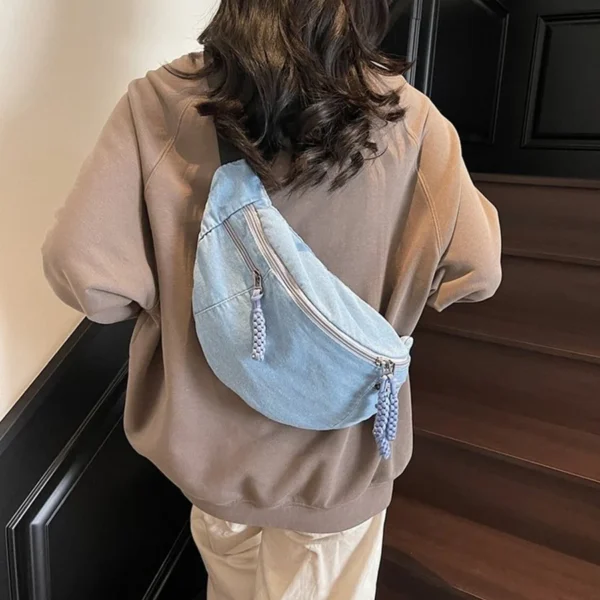 Washed denim single-shoulder bag for women chest bag summer new dumpling crossbody bag daily hobo bags large capacity handbags ﻿ - Image 5