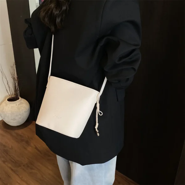 Lychee Pattern Mini Shoulder Bucket Bags For Women Pure Color PU Leather Cross Body Bag With Pendant 2025 Summer Latest Handbags - Image 22