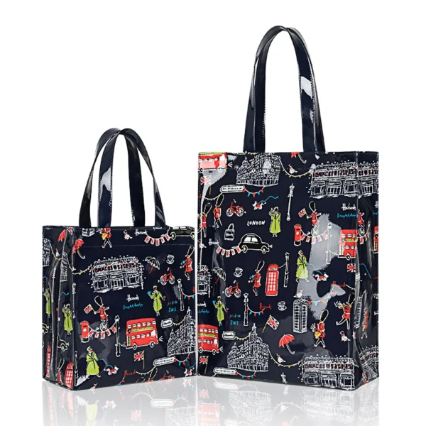 Cartton Print PVC Reusable Women's Shopping Bag Eco Friendly Flower Shopper Handbag Casual Female Student Shoulder Book Purse - Image 6