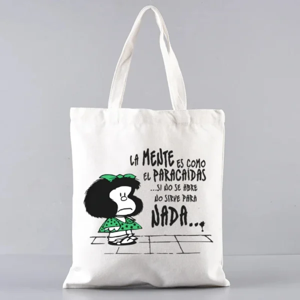 2 Pcs Mafalda Fashion Tote Cosmetic Organizer Ladies Canvas Shoulder Bag Eco-friendly Large Capacity Shopping Bag Wallet - Image 23