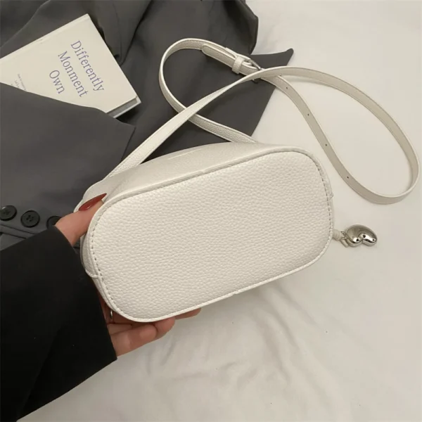 Lychee Pattern Mini Shoulder Bucket Bags For Women Pure Color PU Leather Cross Body Bag With Pendant 2025 Summer Latest Handbags - Image 25