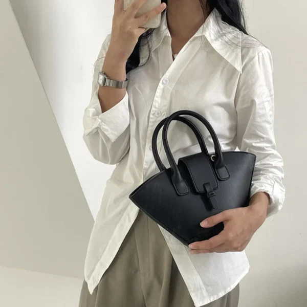 Luxury Designer Fashion Handbag PU Leather Tote Bag Large Capacity Trendy Crossbody Bag Trapezoid Bucket Bag for Women - Image 8