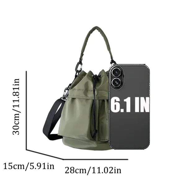 Women's Bucket Crossbody Bag - Lightweight Fabric Sling with Drawstring & Adjustable Strap for Shopping and Daily Use - Image 2