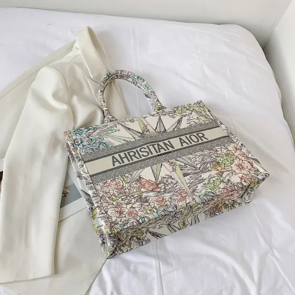 new fashion designer versatile shoulder bag Large capacity canvas handbag for women ethnic style printed travel shopping bag - Image 10