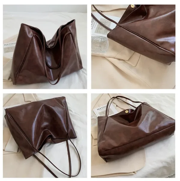 Women Tote Bag Fashion Underarm Pouch Large Capacity Soft Pu Leather Shoulder Bag Retro Crossbody Bag Casual Portable BucketBags - Image 20