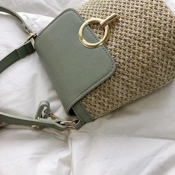 2025 New Fashion Trend Korean Version Versatile Fashion Handheld Crossbody Bucket Bag Beach Vacation Woven Women's Bag - Image 14