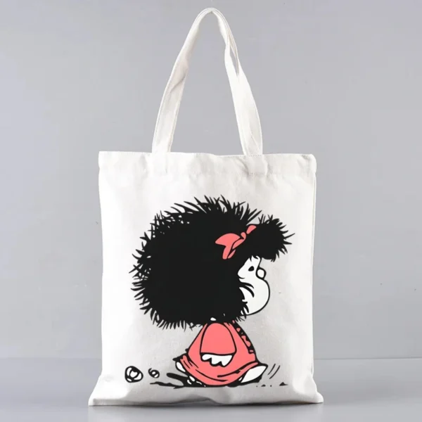 2 Pcs Mafalda Fashion Tote Cosmetic Organizer Ladies Canvas Shoulder Bag Eco-friendly Large Capacity Shopping Bag Wallet - Image 45