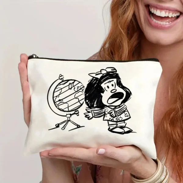 2 Pcs Mafalda Fashion Tote Cosmetic Organizer Ladies Canvas Shoulder Bag Eco-friendly Large Capacity Shopping Bag Wallet - Image 39