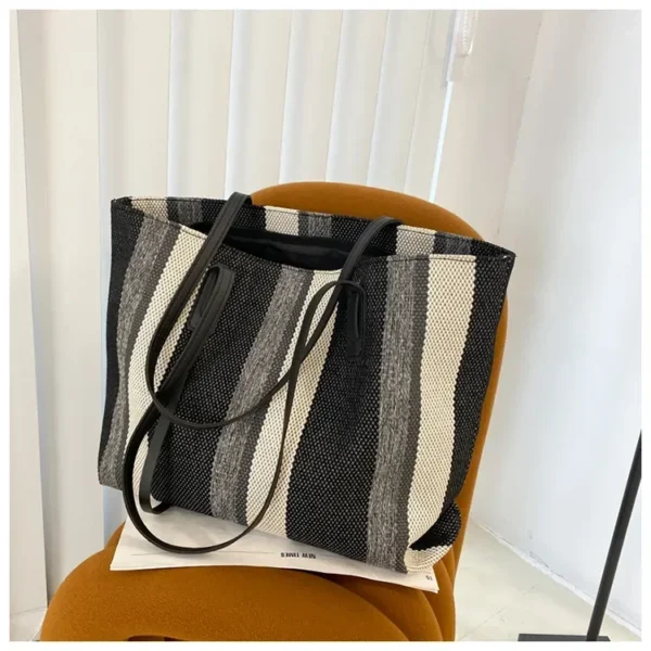 Raffia Summer Bags for Woman 2024 Stripe Designer Shoulder Crossbody Shopper Storage Bag Women Casual Canvas Handbag Tote Bag - Image 56