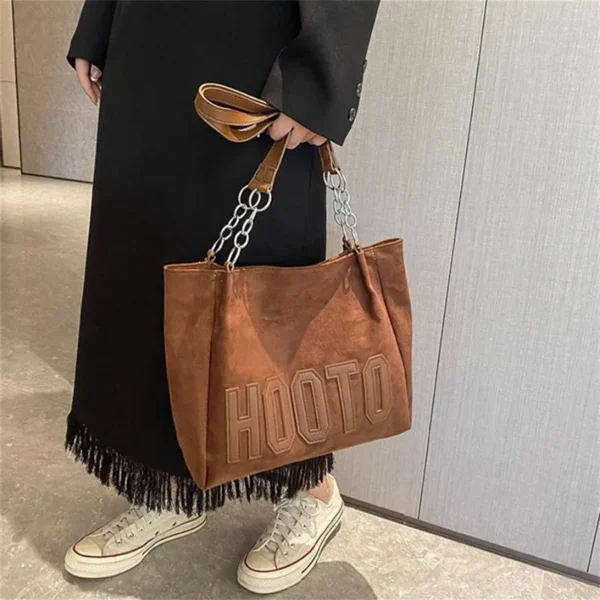 Stylish Tote Bag, Nubuck Pu Letter HOOTO Design for Women Handbag Shoulder Bag, Large Capacity Nylon leisure Travel Shopping Bag - Image 19