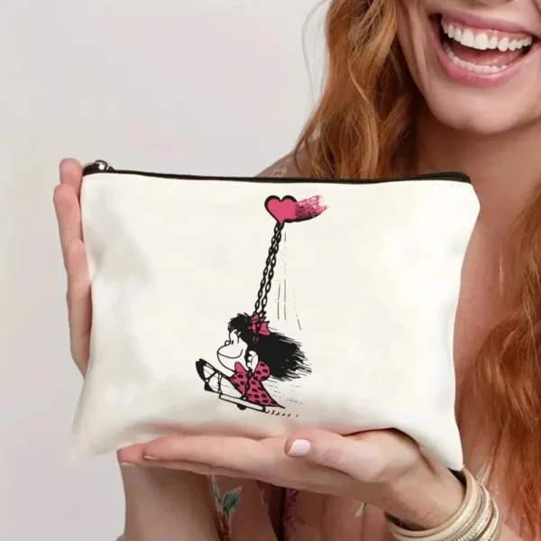 2 Pcs Mafalda Fashion Tote Cosmetic Organizer Ladies Canvas Shoulder Bag Eco-friendly Large Capacity Shopping Bag Wallet - Image 62