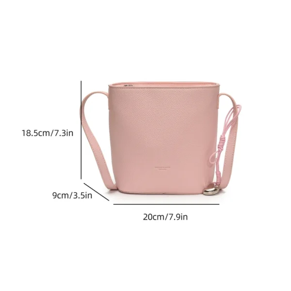 Lychee Pattern Mini Shoulder Bucket Bags For Women Pure Color PU Leather Cross Body Bag With Pendant 2025 Summer Latest Handbags - Image 12