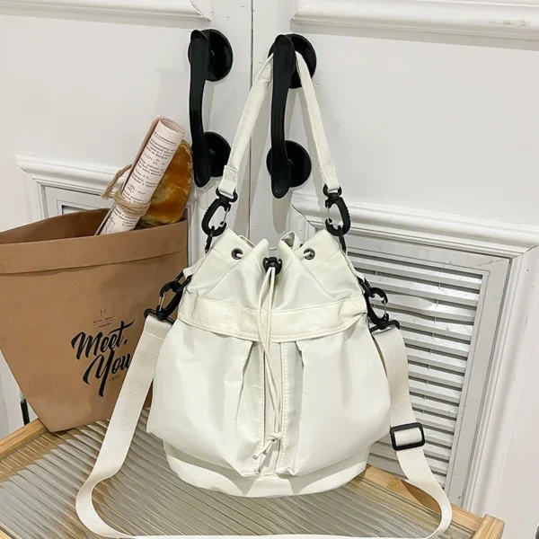 Women's Bucket Crossbody Bag - Lightweight Fabric Sling with Drawstring & Adjustable Strap for Shopping and Daily Use - Image 7