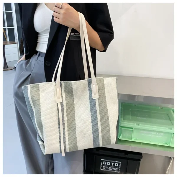Raffia Summer Bags for Woman 2024 Stripe Designer Shoulder Crossbody Shopper Storage Bag Women Casual Canvas Handbag Tote Bag - Image 37