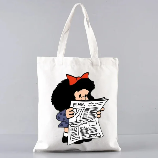 2 Pcs Mafalda Fashion Tote Cosmetic Organizer Ladies Canvas Shoulder Bag Eco-friendly Large Capacity Shopping Bag Wallet - Image 37