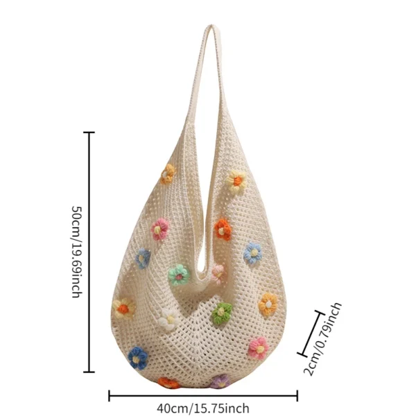 Braid bag women large capacity small flower summer hollow shoulder bag fashion bucket bag - Image 3