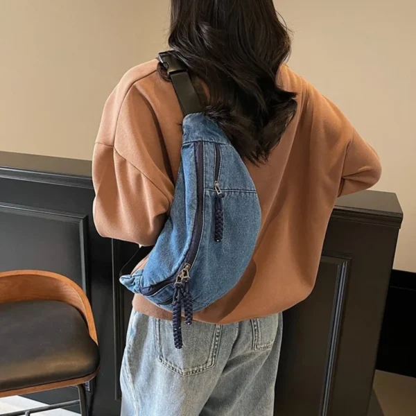 Washed denim single-shoulder bag for women chest bag summer new dumpling crossbody bag daily hobo bags large capacity handbags ﻿ - Image 2