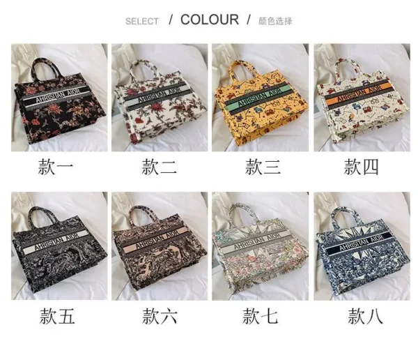 new fashion designer versatile shoulder bag Large capacity canvas handbag for women ethnic style printed travel shopping bag - Image 13