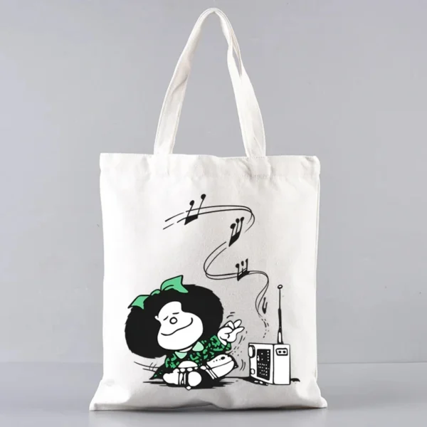 2 Pcs Mafalda Fashion Tote Cosmetic Organizer Ladies Canvas Shoulder Bag Eco-friendly Large Capacity Shopping Bag Wallet - Image 49