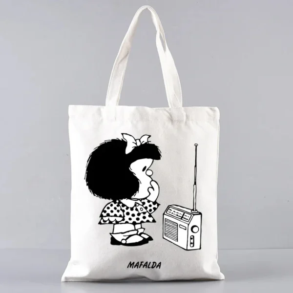 2 Pcs Mafalda Fashion Tote Cosmetic Organizer Ladies Canvas Shoulder Bag Eco-friendly Large Capacity Shopping Bag Wallet - Image 35