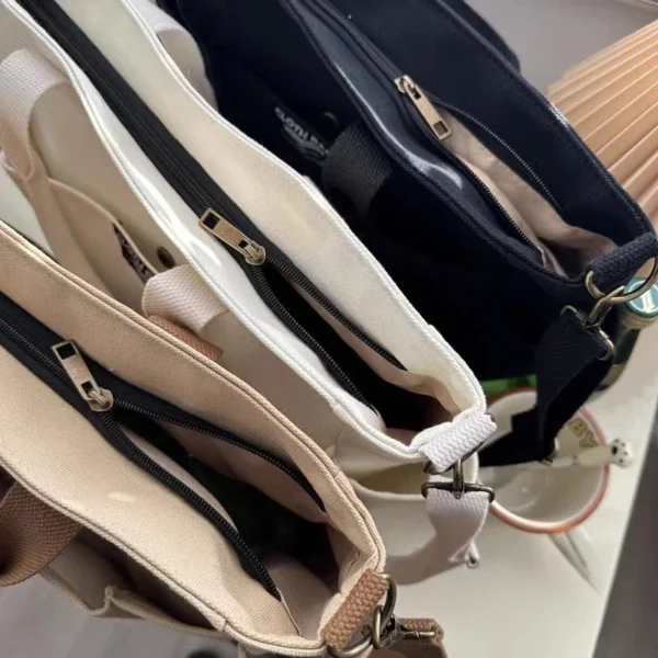 Urban Minimalist Female Student Large Capacity Commuting Horizontal Canvas Single Shoulder Diagonal Cross Portable Tote Bag 2024 - Image 12
