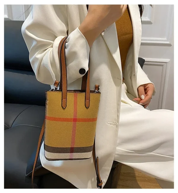 Fashionable Color Block Women's Shoulder Crossbody Bucket Bag Handbag Stylish Design High End Feeling New Hot Sale Of The Season - Image 9