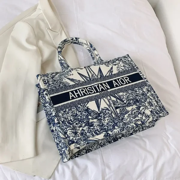 new fashion designer versatile shoulder bag Large capacity canvas handbag for women ethnic style printed travel shopping bag - Image 8