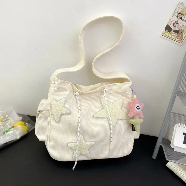 Women Star Pattern Corduroy Crossbody Bag Casual Tote Lady Simple Large Capacity Shoulder Bag Girl Travel School Bookbag Handbag - Image 6
