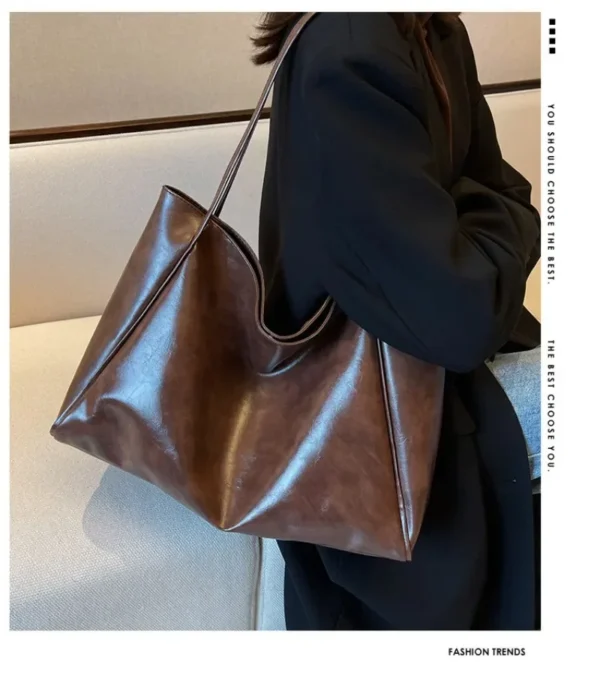 Women Tote Bag Fashion Underarm Pouch Large Capacity Soft Pu Leather Shoulder Bag Retro Crossbody Bag Casual Portable BucketBags - Image 8