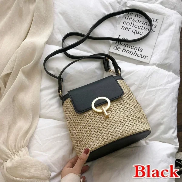 2025 New Fashion Trend Korean Version Versatile Fashion Handheld Crossbody Bucket Bag Beach Vacation Woven Women's Bag - Image 9