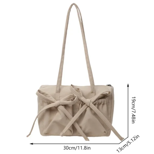 2025 New Korean Bow Nylon Shoulder Bag Fashionable and Sweet Design Tote Bag Folded Large Capacity Commuter Women's Handbag - Image 6