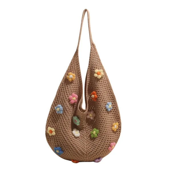 Braid bag women large capacity small flower summer hollow shoulder bag fashion bucket bag - Image 9