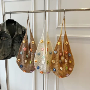 Braid bag women large capacity small flower summer hollow shoulder bag fashion bucket bag