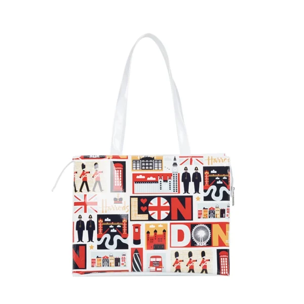 Horizontal Edition PVC Reusable Shopping Bag Eco-friendly London Lady Shopper Bag Large Capacity Waterproof Handbag Shoulder Bag - Image 25