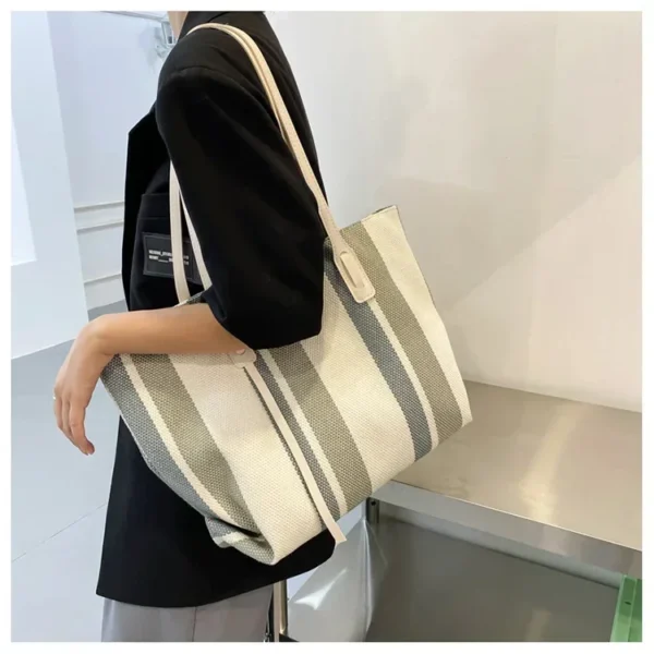 Raffia Summer Bags for Woman 2024 Stripe Designer Shoulder Crossbody Shopper Storage Bag Women Casual Canvas Handbag Tote Bag - Image 34