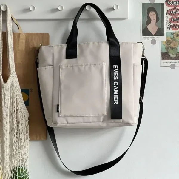 New Casual Tote Large Capacity Shoulder Bag Nylon Waterproof Canvas Handbag Simple Fashion Messenger Bags For Schoolgirl - Image 8